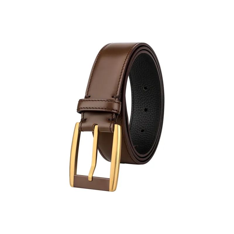 CATELLES Top Grain Cow Leather Leather Belts Men's Silver Buckle Black/Gold Tone Lock Coffee 3.5cm-5