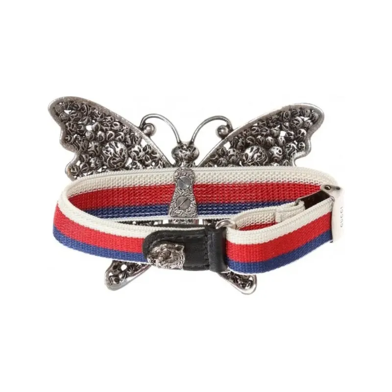 GUCCI Crystal, Alloy Metal, Webbing Bangles Women's Silver-1