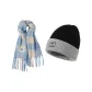 [Ambient Two-Piece Set]Blue Scarf+Gray Hat