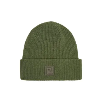 FENDI Logo Patch Ribbed Beanie