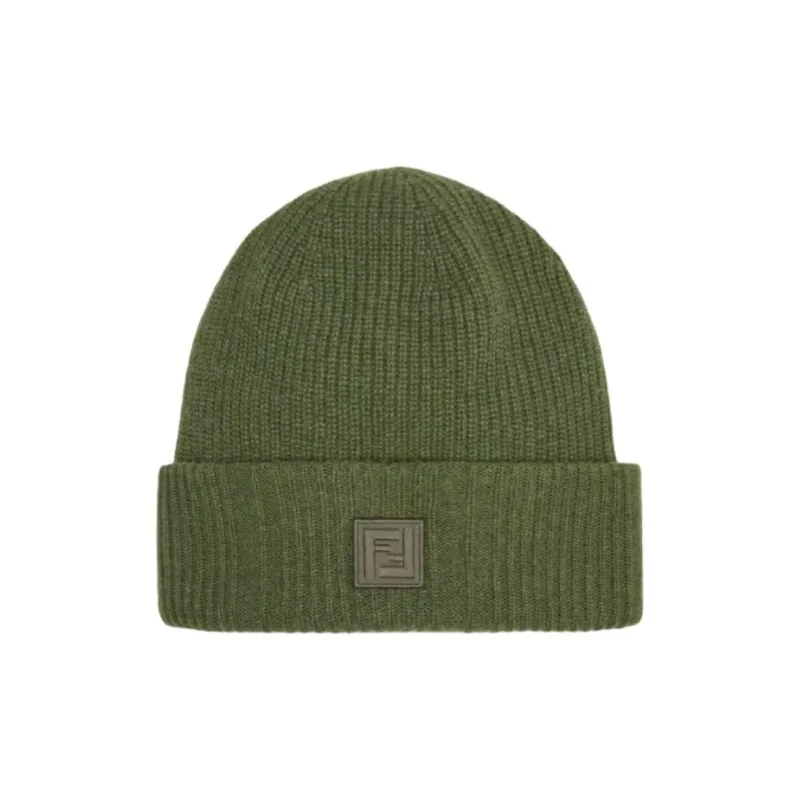 FENDI Logo Patch Ribbed Beanie-0