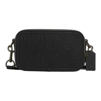 COACH Cow Leather Shoulder Bag, Crossbody Bag Small Size Unisex Black