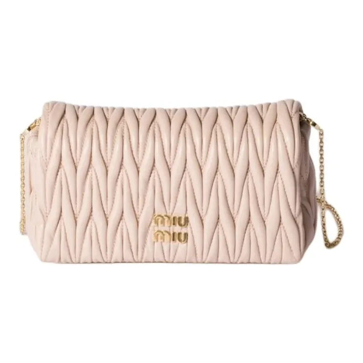 MIU MIU Matelassé Leather Crossbody Bag, Shoulder Bag Mini Women's Pink-0