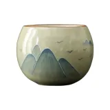 Hand-Drawn Ge Kiln Dragon Egg Cup-Distant Mountain
