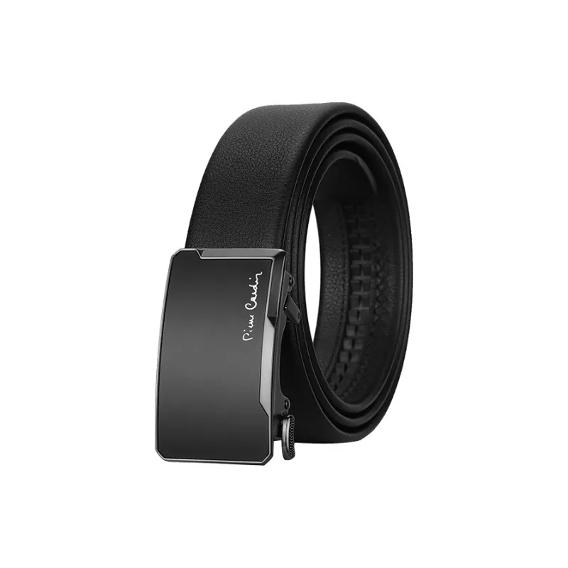 PIERRE CARDIN Top Grain Cow Leather Belts Men's Black Width 3.5cm-5