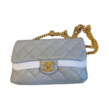 CHANEL Sheepskin Flap Bag, Shoulder Bag, Crossbody Bag Small Size Women's Gray
