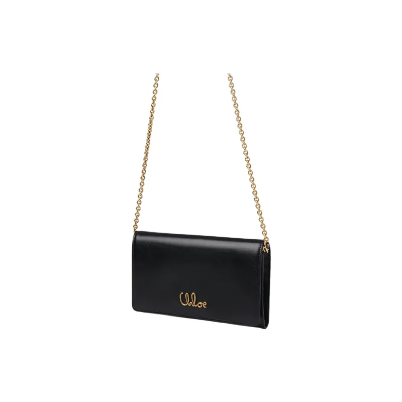 Chloe Calfskin Shoulder Bag Crossbody Bag Wallet Regular Women's Black-1