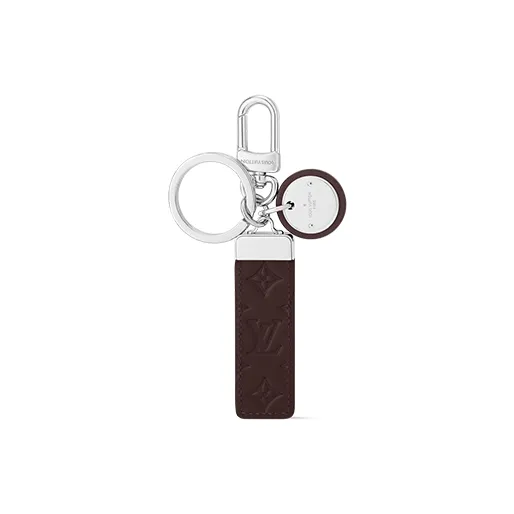 LOUIS VUITTON Leather Metal Component Keychains Men's Brown-1