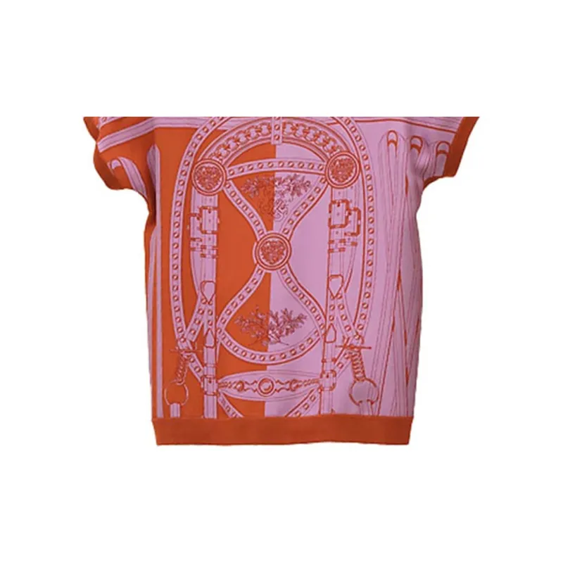 HERMES T-Shirt Women's Orange Red-5