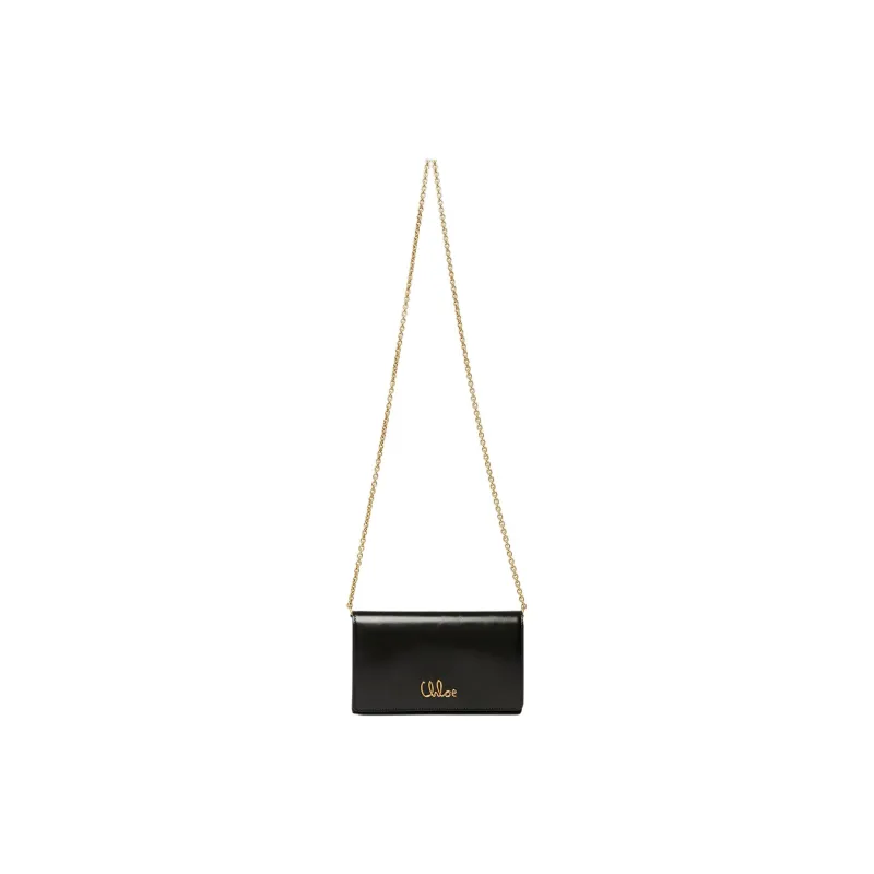 Chloe Calfskin Shoulder Bag Crossbody Bag Wallet Regular Women's Black-0