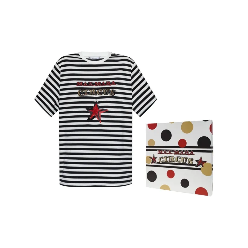 MaxMara Striped Logo Embellished T Shirt-4