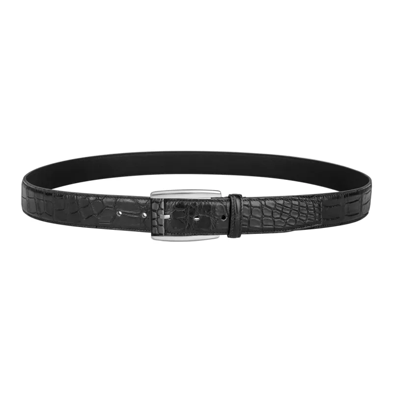 CATELLES Crocodile Leather Leather Belts Men's Silver Buckle Black/Gold Tone Lock Coffee 3.5cm-4