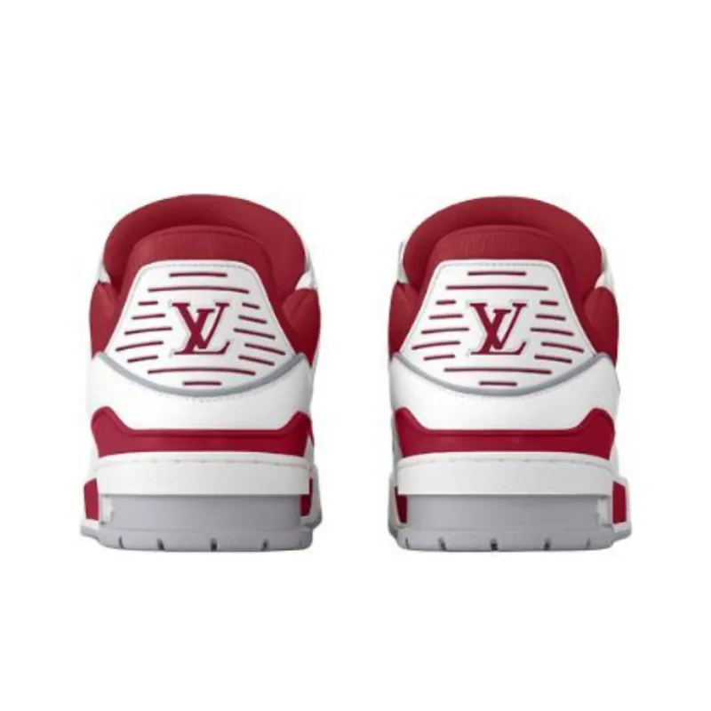 LOUIS VUITTON Trainer Low Top Skateboard Shoes Men's Red-4