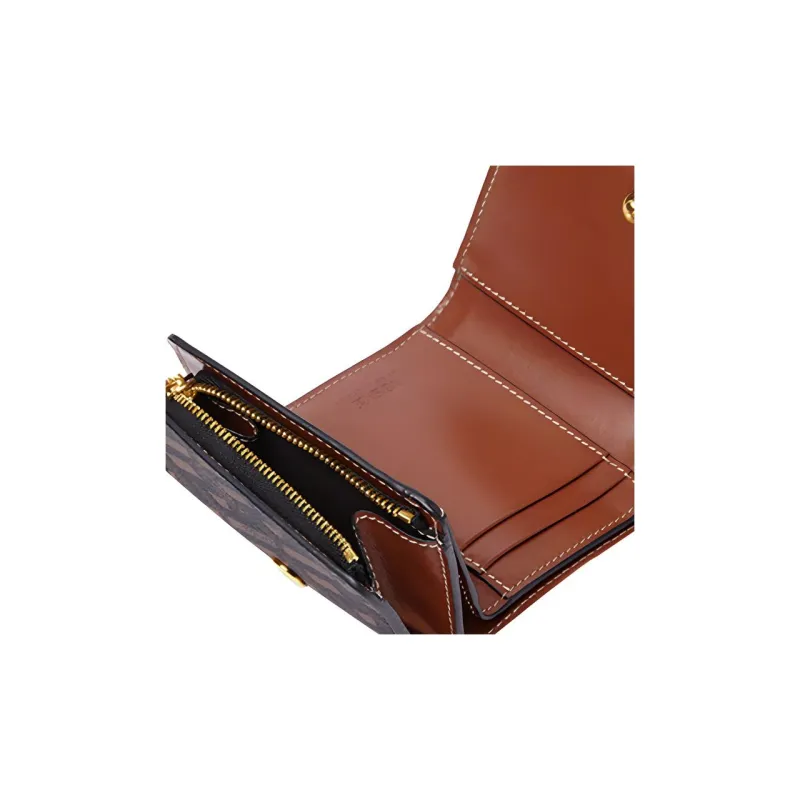 VERSACE Leather Wallet Unisex Brown-4