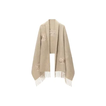 Shanghai Story Sheep Wool Shawls Women's Prosperous Era Peony 4 Colors