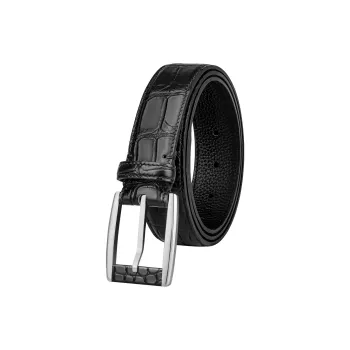 CATELLES Crocodile Leather Leather Belts Men's Silver Buckle Black/Gold Tone Lock Coffee 3.5cm