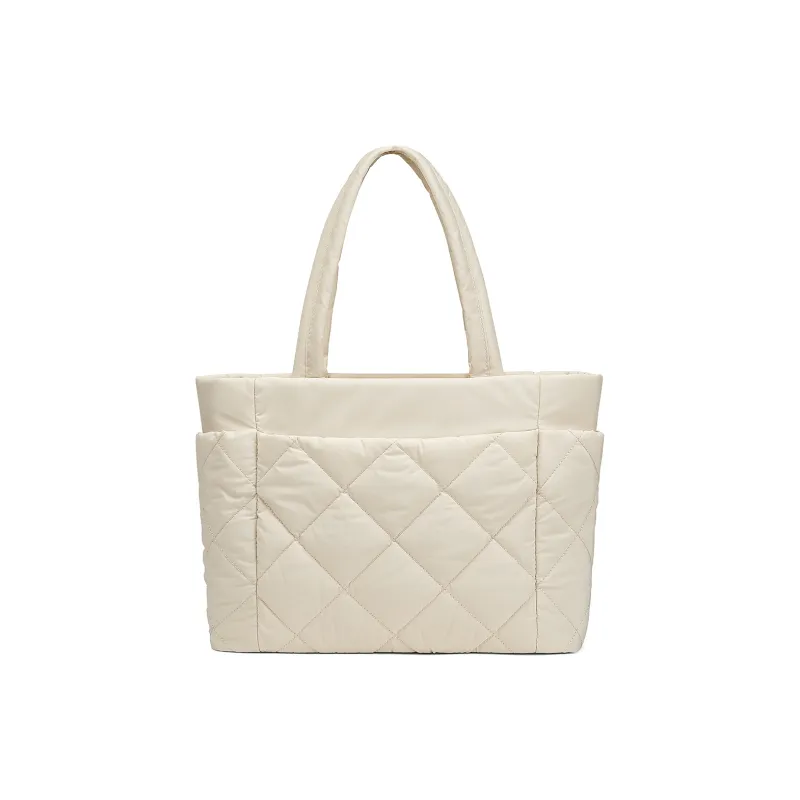 CORALDAISY Polyester Tote Bag Shopping Bag One Shoulder Handbag Regular Women's Black/Ecru-4