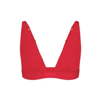 SKIMS Fake Day Collection FW24 COTTON RIB PLUNGE BRALETTE Bra Women's 1 Pack Cranberry/Gooseberry