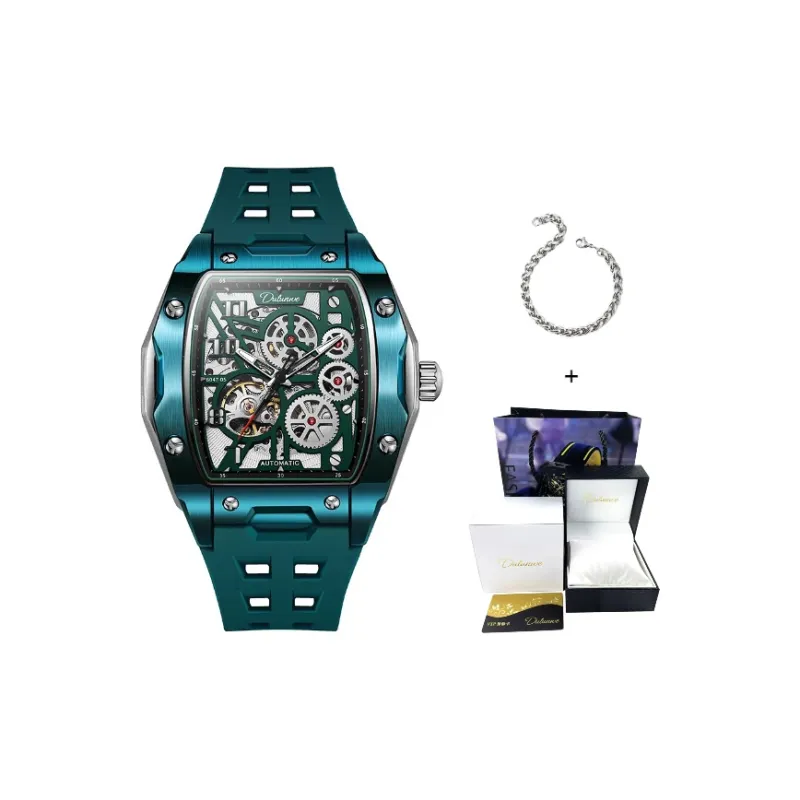 Dulunwe Automatic Mechanical Movement Silicone Strap Watch Men's Watches White Dial-9