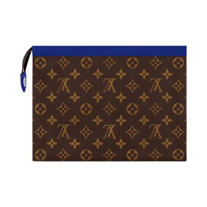LOUIS VUITTON Monogram Macassar Coated Canvas Clutch Medium Size Men's Blue-2