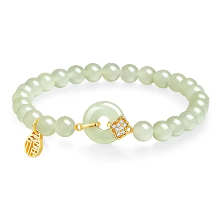 QIANCHANG Hetian Jade Bracelets Pale Greenish White Jade Women's-0