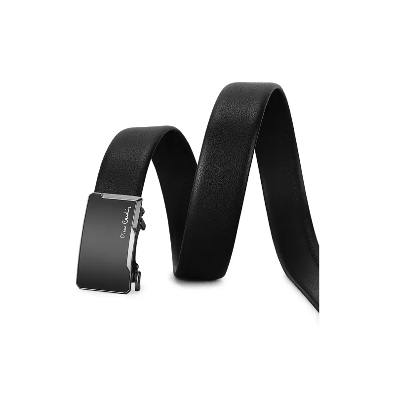 PIERRE CARDIN Top Grain Cow Leather Belts Men's Black Width 3.5cm-7