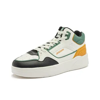 QIAODAN Warm Slip Resistant High Top Skateboard Shoes Men's White Green Black