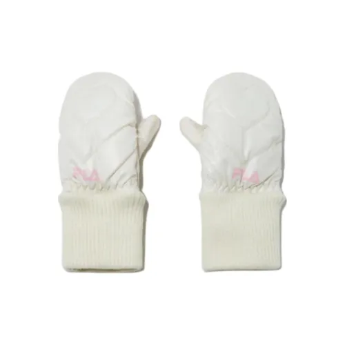FILA Acrylic, Polyurethane, Natural Leather Gloves Kids' White