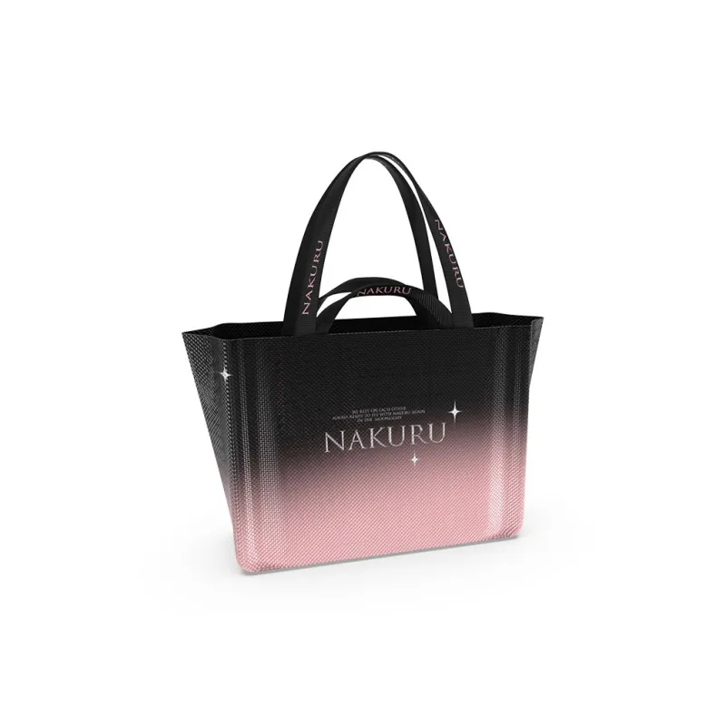 NAKURU Polypropylene Plastic Tote Bag, Shopping Bag, Handbag Large Size Unisex Woven Gradient Black Pink-3