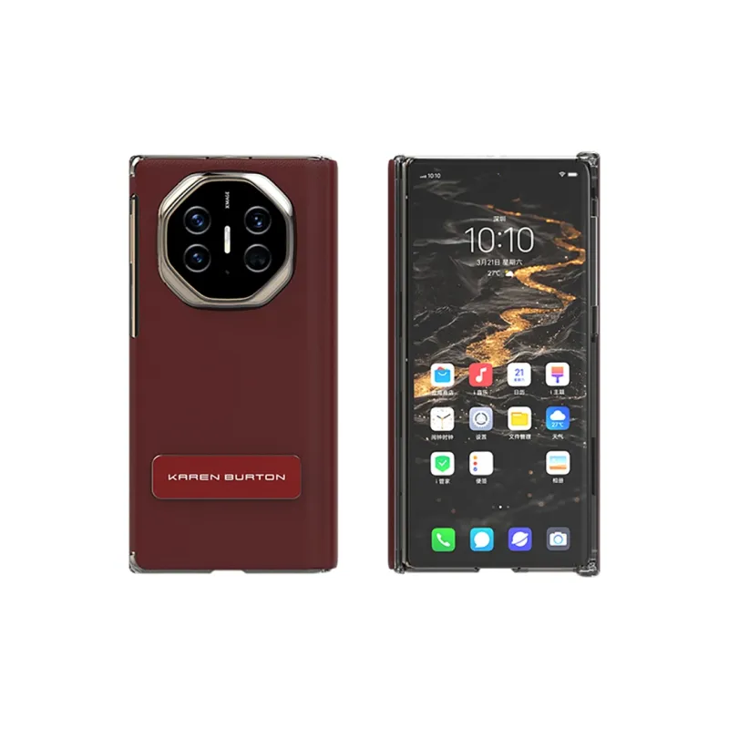 KAREN BURTON Genuine Leather Material Extra Thin Stand Fully Enclosed Edge Phone Case Compatible Huawei Mate X-3
