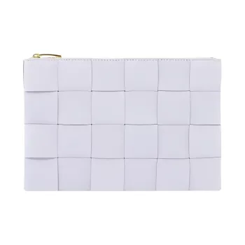 Bottega Veneta Sheepskin With Cow Leather Clutch Small Size Women's Purple