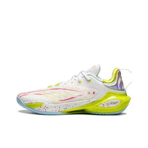 LiNing Flash Strike 11 Supportive And Elastic Low Top Basketball Shoes Men's White Green Red