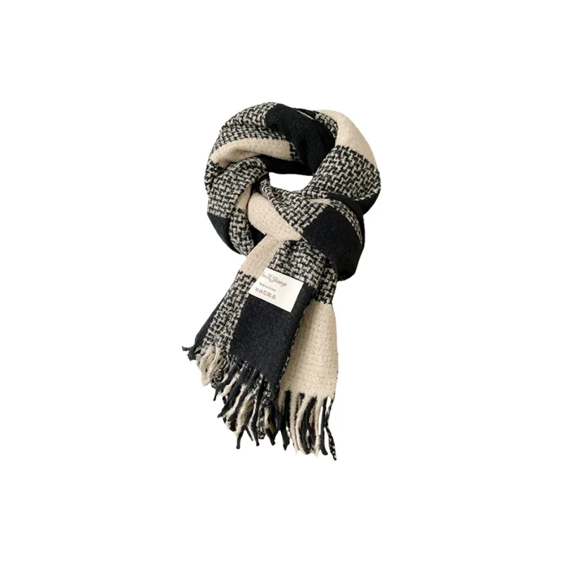Youyoulan Polyester Knit Scarves Women's Black-0