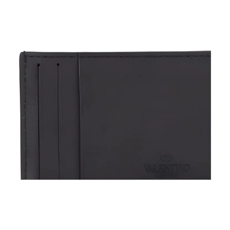 Valentino Cow Leather Coin Purse Men's Black-3