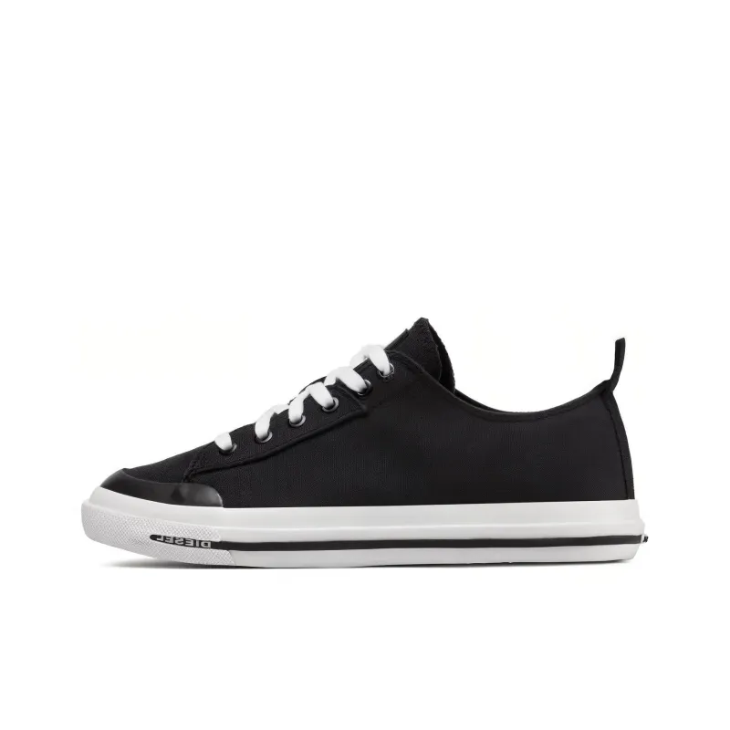 DIESEL S-Astico Anti-Slip Wear-Resistant Low-Top Skateboard Shoes Men's Black White-0