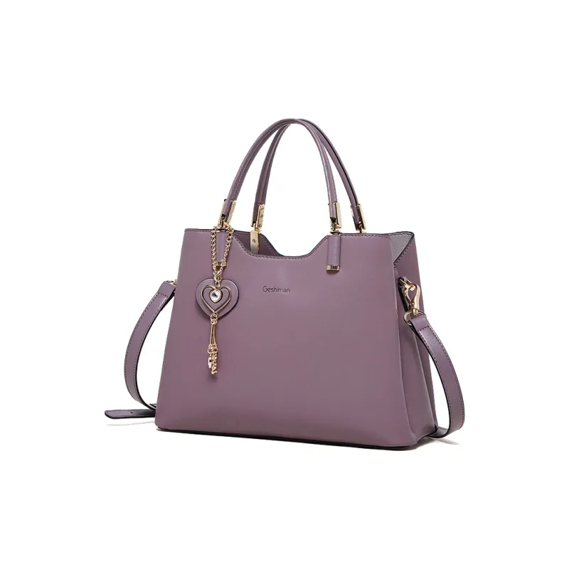 Geshiman Cow Leather Shoulder Bag Crossbody Bag Handbag Large Size Women's Ecru/Beige Apricot/Royal Blue/Purple/Maroon-19