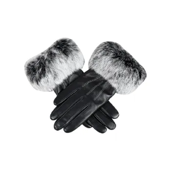 Shanghai Story Sheepskin Knit Gloves Women's Black