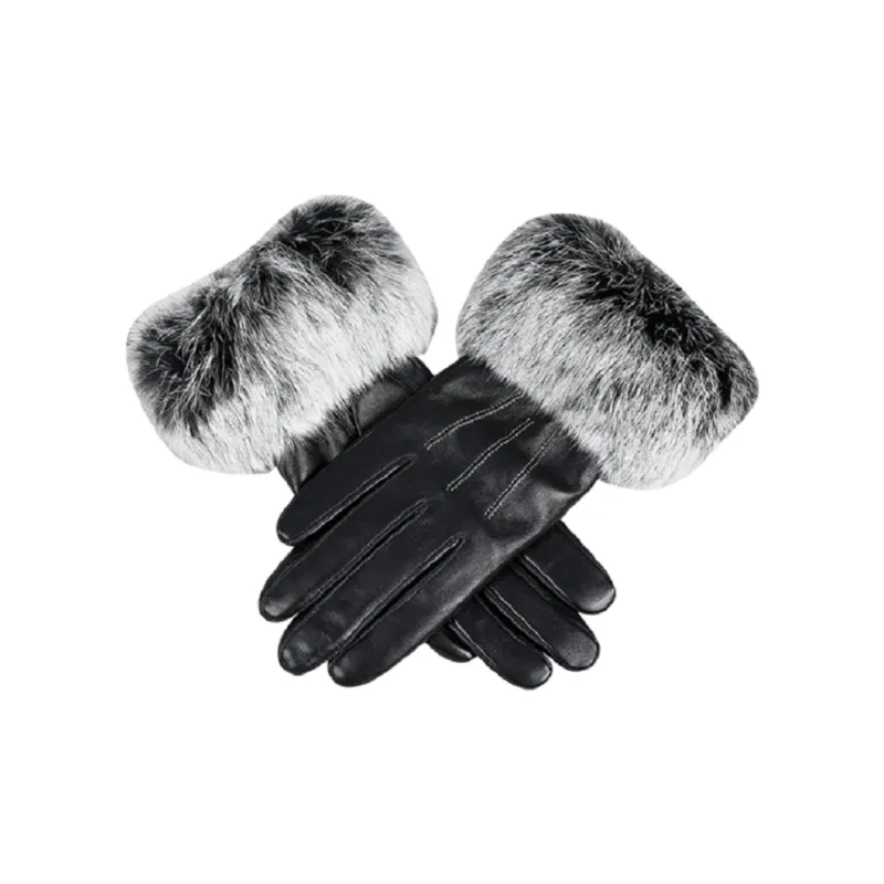 Shanghai Story Sheepskin Knit Gloves Women's Black-0
