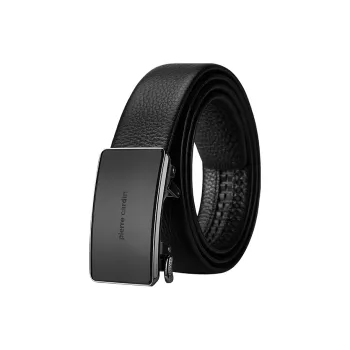 PIERRE CARDIN Top Grain Cow Leather Belts Men's Black 3.5cm