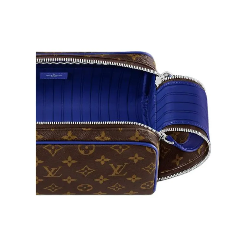 LOUIS VUITTON Dopp Kit Monogram Macassar Coated Canvas Toiletry Bag Men's Indigo-3