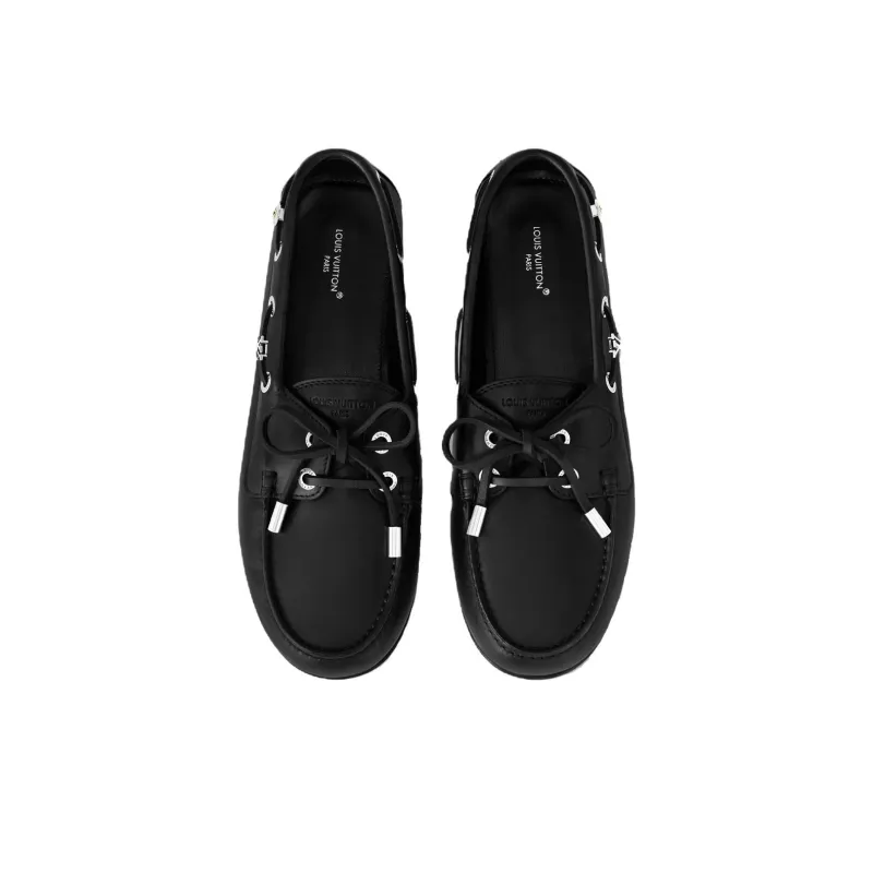 LOUIS VUITTON Soho Boat Shoes Women's Black-3