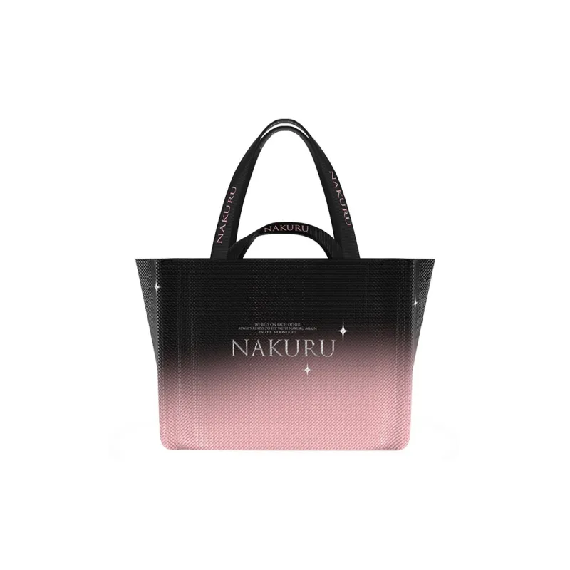 NAKURU Polypropylene Plastic Tote Bag, Shopping Bag, Handbag Large Size Unisex Woven Gradient Black Pink-1