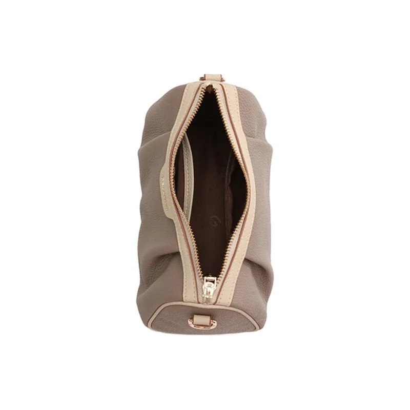 GELANNI Cow Leather Boston Bag Shoulder Bag Women's Apricot/Black/Gray-4