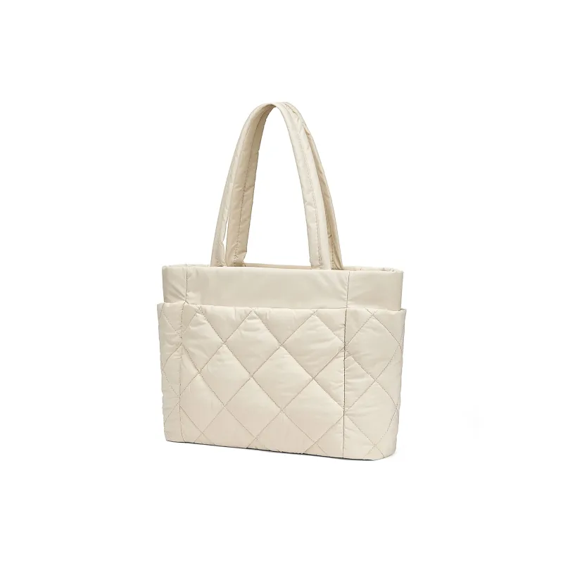CORALDAISY Polyester Tote Bag Shopping Bag One Shoulder Handbag Regular Women's Black/Ecru-5