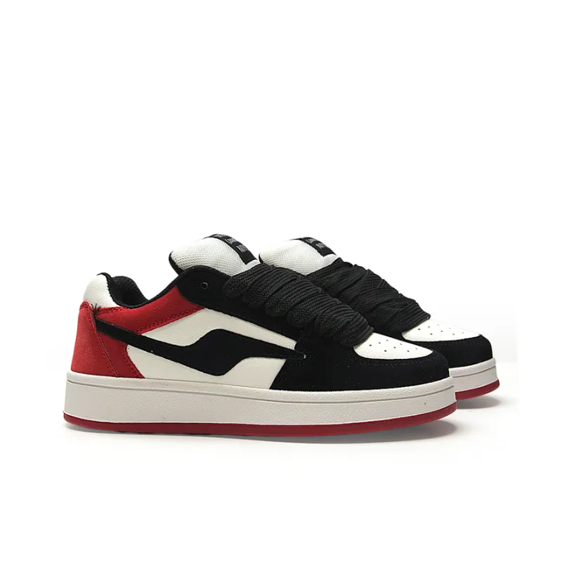 STUR YSN Wear resistant And Lightweight Low Top Skateboard Shoes Unisex Black Red-4