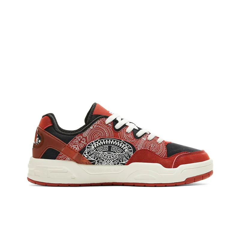 PEAK Coverage Warm Cushioning Height Increasing Low Top Skateboard Shoes Men's Brick Red-1