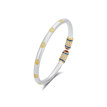 Heart Grass 999 Fine Silver Bangles Women's