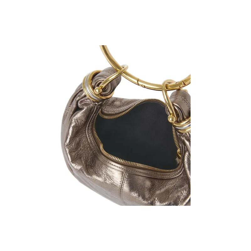 Chloe Calfskin Hobo Bag, Shoulder Bag, Crossbody Handbag Trumpets Women's Bright Gray-4