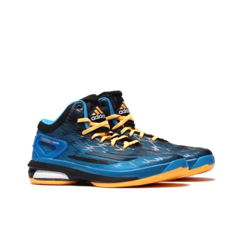 Adidas Crazylight Boost Cushioned Slip Resistant Low Top Basketball Shoes Men's Blue black Gold-3