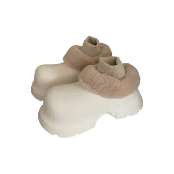 Thin Strips Cotton Slippers Women's, Cream White